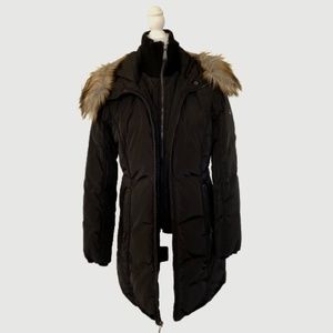 MICHAEL KORS BLACK PUFFER JACKET WITH FUR HOOD